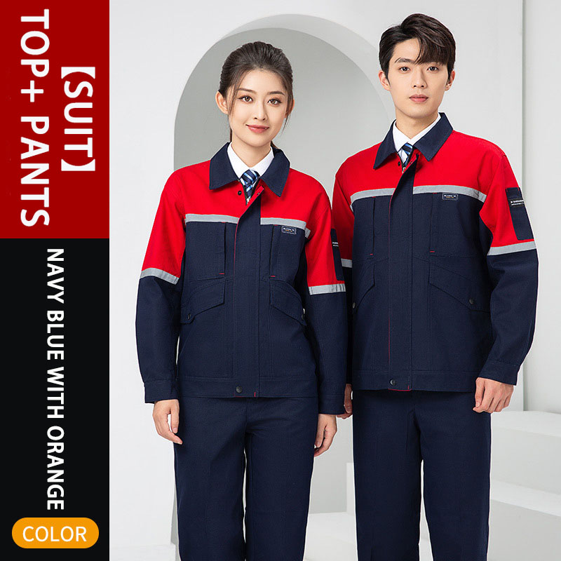 Costume bleu foncé et rouge