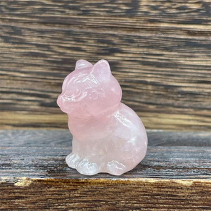 Doğal kristal Mini şanslı kedi el cilalı şanslı kedi heykeli taş hayvan oyma dekorasyon hediye