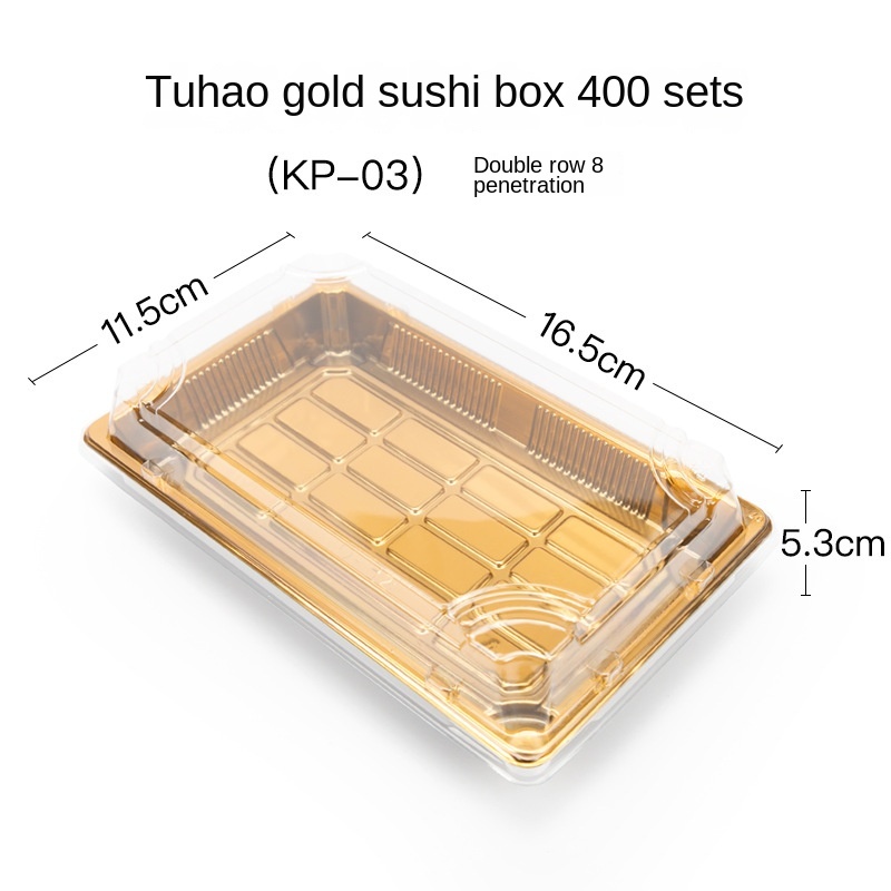 03 boîte à sushi dorée luxueuse avec couvercle