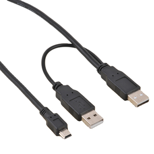 USB2.0 2in1 2 * USB A-男性からミニ5ピンB-男性ミニUSBケーブル - Product Image 1