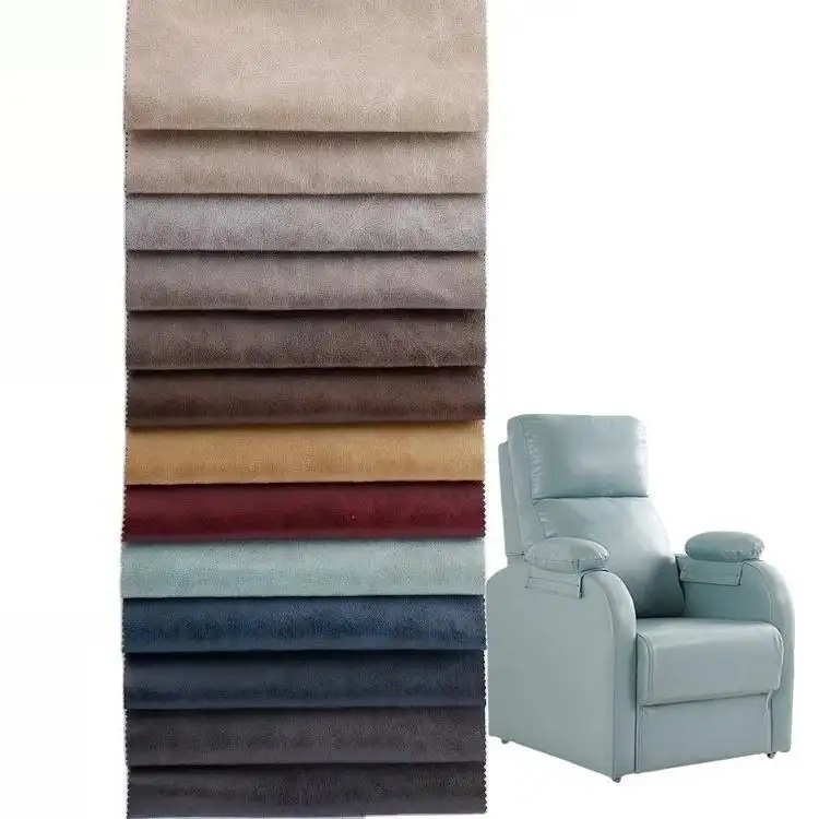 100% polyester Free Sample sofa fabric hometextile living room velvet bronzed suede bonded with non woven fleece TC baking