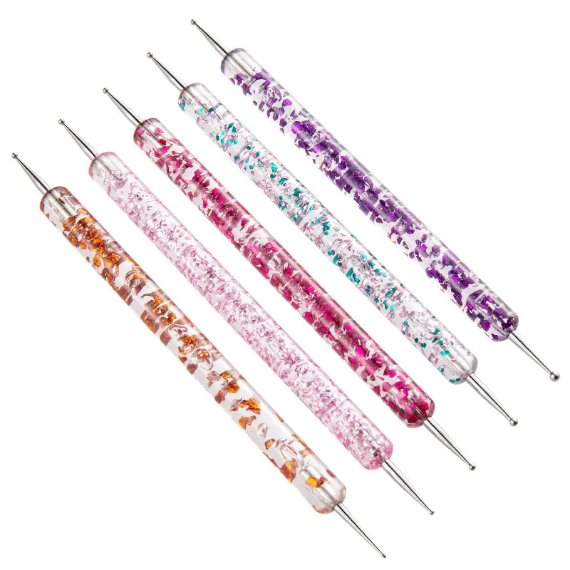 Nuovo 5 pz/set manico in cristallo acrilico Manicure vernice strass a doppia estremità punteggiatura set di strumenti penna per Nail Art