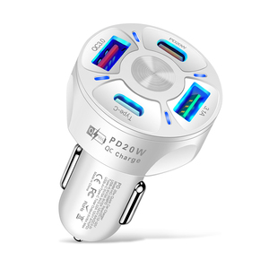 Custom logo Qc3.0 38W 4 Port <strong>Usb</strong> Fast Charging for Phone 16 Pro Max Quick Type-c Spring Wire Dual Car Charger With 4 in <strong>1</strong> Cable - Product Image 1