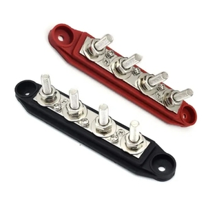 4 Way Power Distribution Terminals Block <strong>Busbar</strong> 48V <strong>250A</strong> Terminal Block Stud Bus Bar With Cover - Product Image 1