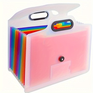 Paquete de archivos de acordeón portátil de 13 bolsillos, bolsa de carpeta de archivos de oficina de plástico y patrón de soporte para almacenamiento de documentos - Product Image 1