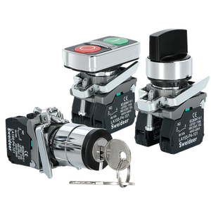 XB4 produttore doppio testa start stop interruttore a pulsante di blocco autobloccante 3 selettore di posizione interruttore a manopola rotante con chiave - Product Image 1