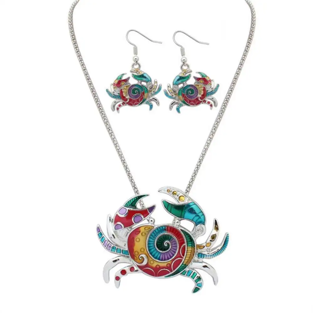 Wholesale Western Hot Oil Drip Jewelry Set Rainbow Crab Jewelry Set With Statement Necklace Earring For Women 2024