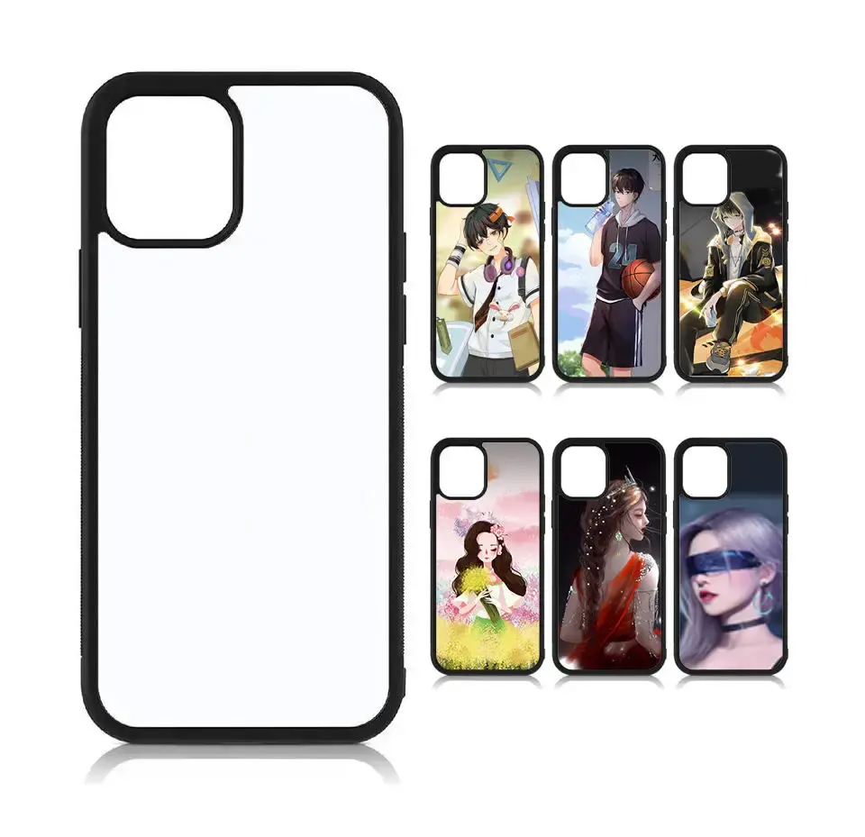 Capa de celular personalizada vazia de subolmação, capa macia de tpu borda 2d de borda móvel tpu + pc + folha de alumínio para iphone 12 pro max