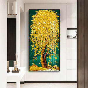 UNIART抽象金叶摇钱树版画画布海报现代风景油画壁画家居装饰 - Product Image 4