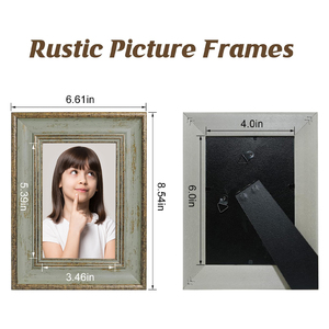 3 paket 4x6 inç çiftlik rustik resim çerçevesi setleri sıkıntılı çiftlik plastik çerçeve duvar montaj veya Ta için temperli cam ile - Product Image 2