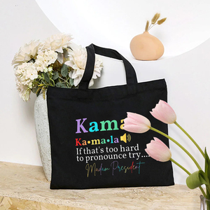 1 adet bayan başkan <span class=keywords><strong>Kamala</strong></span> Harris 2024 Hoodie desen Tote tuval kişiselleştirilmiş omuzdan askili çanta seyahat için kadın kullanımlık