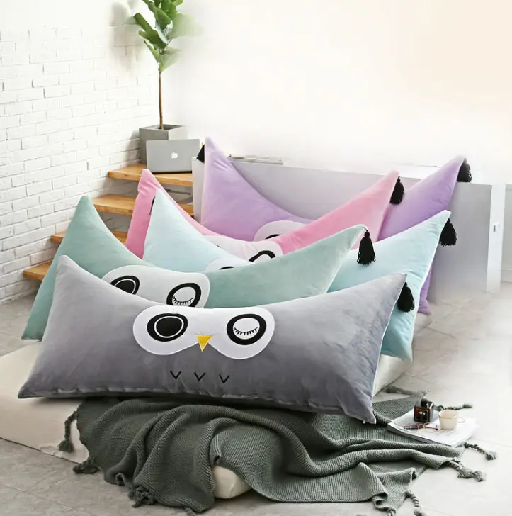 Cute cartoon owl lungo cuscino per bambini sala decorata con ampio schienale