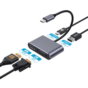 高品质4合1 USB C集线器，15厘米C型多端口集线器转换器，带4K HD VGA USB 3.0和PD 100W充电接口 - Product Image 2