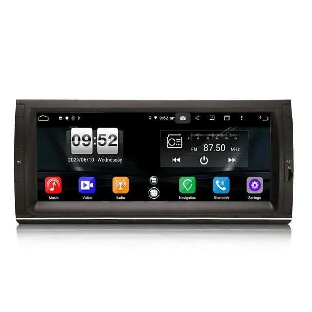 Hot Koop Erisin ES8725B 10.25 Inch Android Carplay Wifi Single Din Auto Dvd-speler Dab Tpms Gps Auto Dvd-speler voor Bmw E53 E39