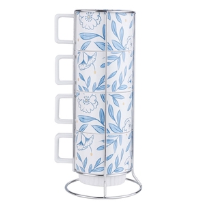 可堆叠陶瓷杯套装咖啡杯4件套，带支架 - Product Image 4