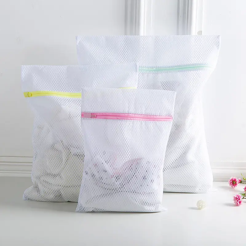 Maglie a nido d'ape producono sacchetti per biancheria, borsa in poliestere riutilizzabile con logo, sacchetti per biancheria di alta qualità