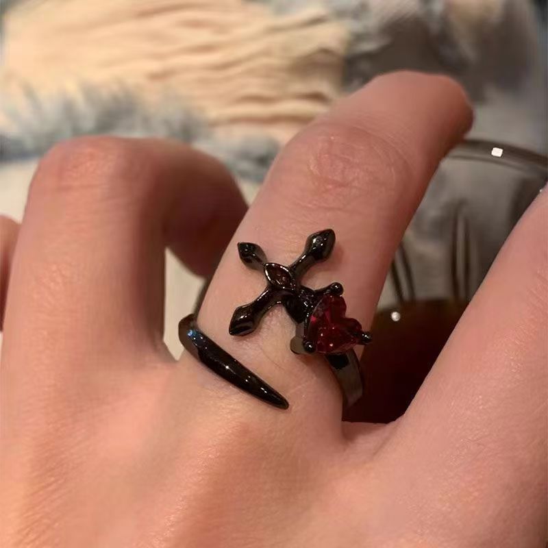 Dark cross ring with slanted wrap