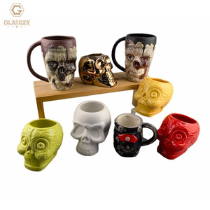 Halloween Gift Pirates of the Caribbean Weird Head Wine <strong>Cup</strong> Bar Personality Ceramic Beer Mug Creative <strong>Tricky</strong> Mug