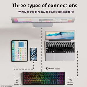 EWEADN Z87 87 87-Key PBT Keycaps Wired USB 2.4G sem fio RGB Backlit Hotswap PCB Novo Teclado Mecânico para PC Laptop Desktop