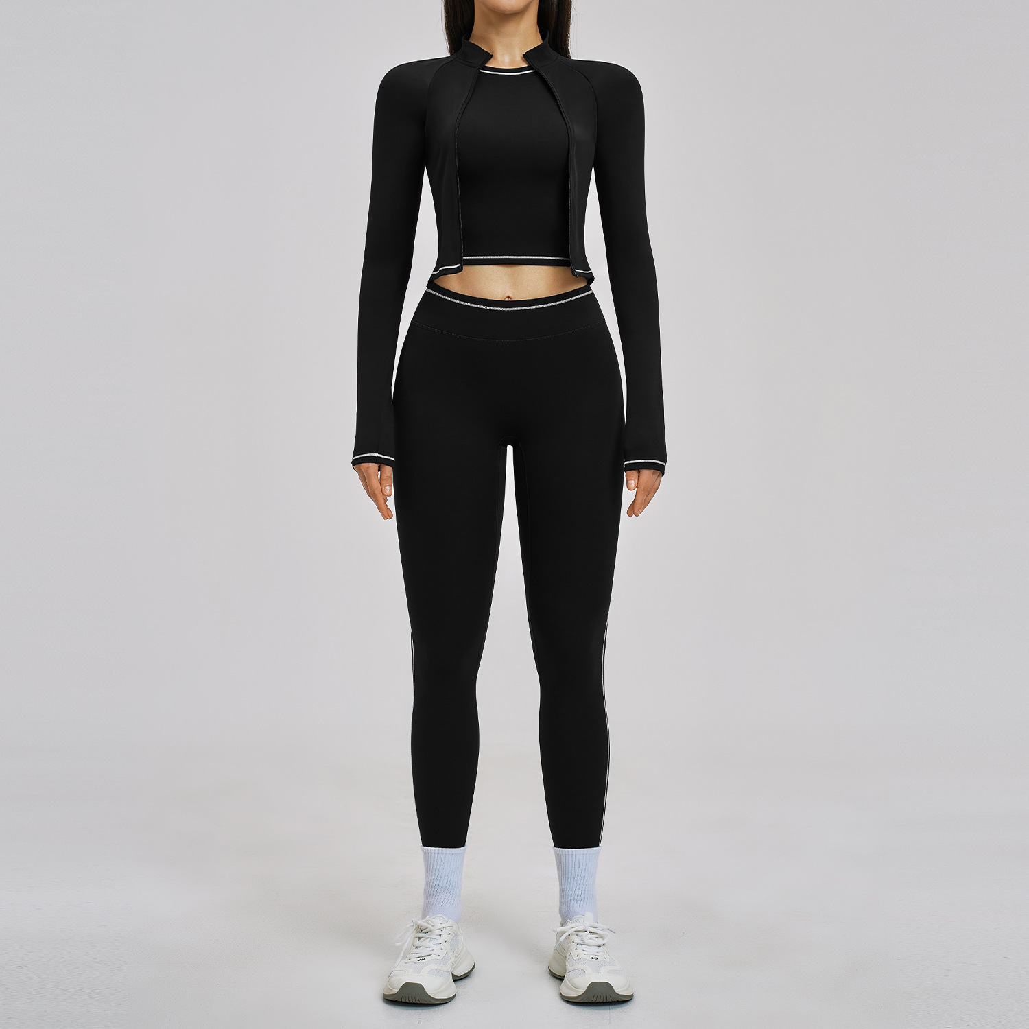 coat+bra+pants black