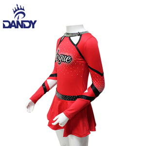 Kırmızı Cheer dans amigo formaları lise ekibi giymek Cheer kırpma üst ve etekler ile Rhinestone - Product Image 5