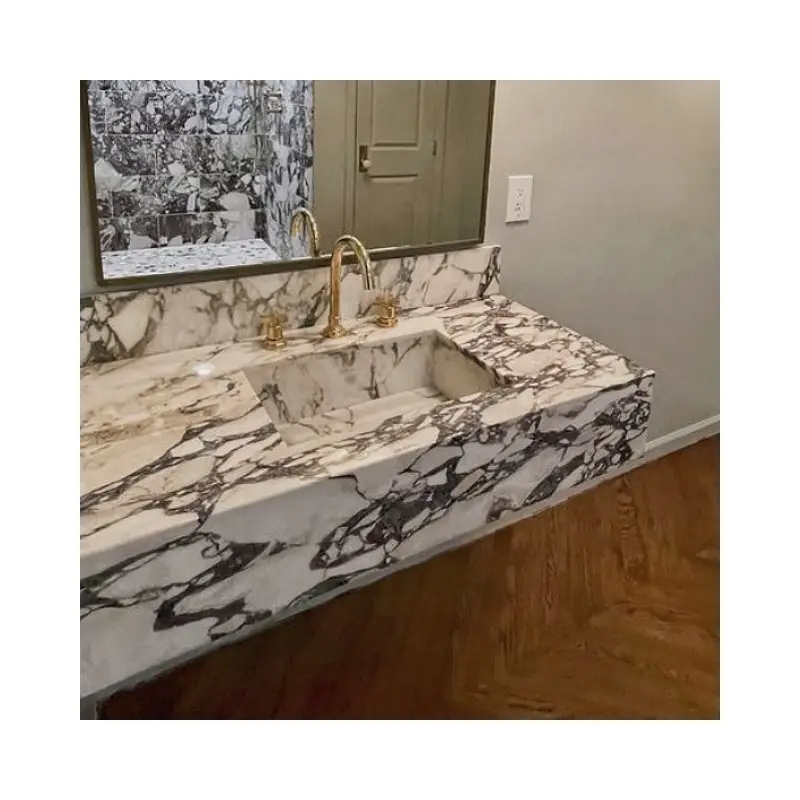 SHIHUI Custom Natural Stone Bathroom Sinks Wash Basin Solid Calacatta Viola Marble Sink For Bathroom Vanity Countertop Sink