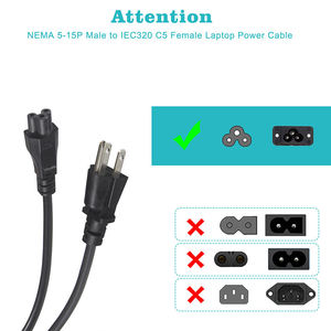 Fábrica de alta qualidade Atacado PVC C5 Cabo Poder 5-15P Plug Iec 320 C5 Código 18 Awg Soquete Nema 5-15 Cabo de alimentação masculino