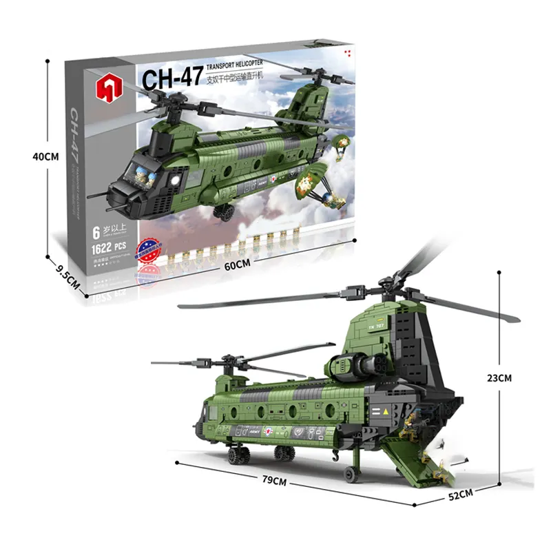Eğitici oyuncaklar askeri CH-47 slave kök spiral avcı modeli çocuk monte küçük parçacık yapı blok oyuncaklar
