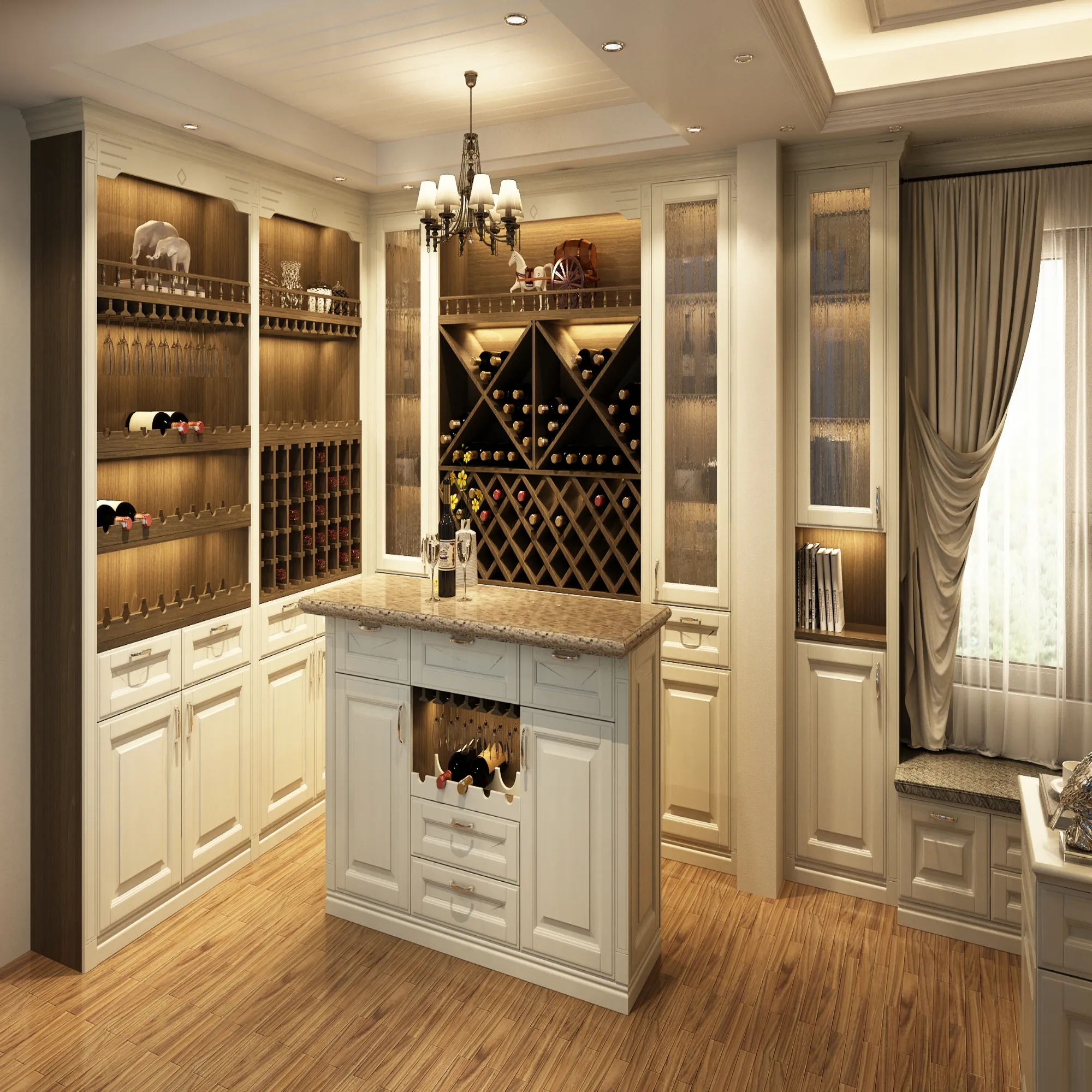 Euro style custom home furniture luxury wine bar counter high end modern home bar rack wine