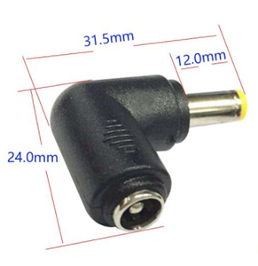 Right Angle <strong>DC</strong> 5.5*<strong>2</strong>.<strong>1mm</strong> Female <strong>Jack</strong> to <strong>DC</strong> 5.5*<strong>2</strong>.5mm Male Plug Adapter - Product Image 3