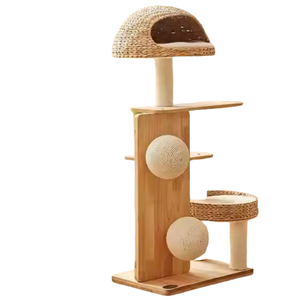 Istana kucing langsung pabrik ukuran sedang rumah hewan peliharaan bingkai panjat tebing kucing Sisal kayu rumah hewan mewah gaya Nordic - Product Image 3