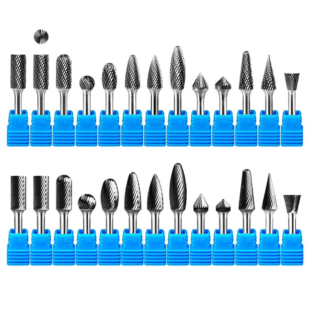 Nhà Sản Xuất 6.35Mm 6Mm 1/4 "Shank Solid Rotary Drill Rotary Burr Carbide Set Cắt Xoay Tập Tin Burs Tungsten Carbide Burr