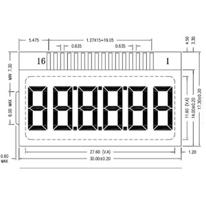 Charakter <span class=keywords><strong>LCD</strong></span> <span class=keywords><strong>Display</strong></span> Modul Reflektierende <span class=keywords><strong>7</strong></span>-<span class=keywords><strong>Segment</strong></span> TN - Twisted Nematische 30,00mm x <span class=keywords><strong>17</strong></span>,30mm x 2,80mm