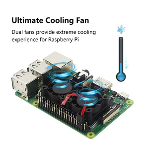Raspberry Pi 4 Ventilador dual con disipador de calor Sistema de refrigeración Ventilador de refrigeración doble Radiador para Raspberry Pi 4 Modelo B 3 3B Plus