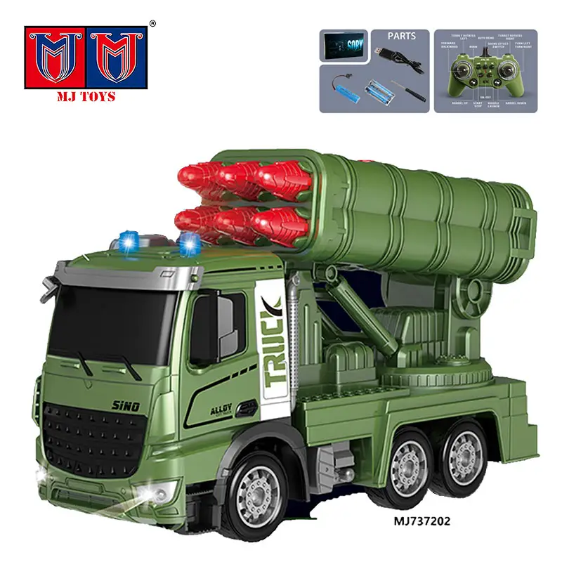 2.4Ghz 4Wd 1/12 camion militaire alliage lumière musique télécommande Six coque jouet véhicule enfants garçons Rc armée camions