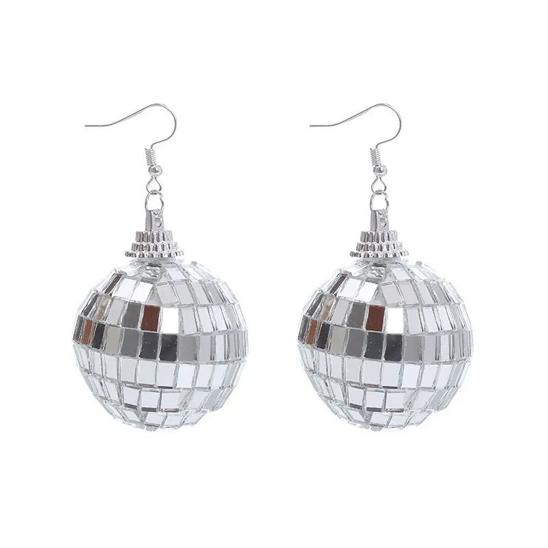 Boucles d'oreilles boule disco 30mm 70'S Disco Punk boucles d'oreilles pour femmes accessoires de Costume Halloween tenue bijoux