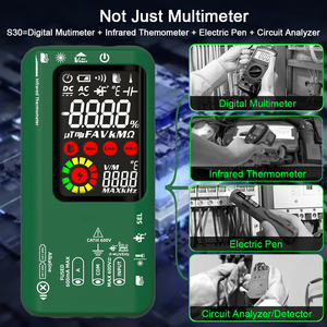 S30 <span class=keywords><strong>B</strong></span> yan dijital akıllı multimetre 9999 t-rms DC AC gerilim akım 15V diyot kapasitör Ohm ncv'deki USB şarj edilebilir Tester