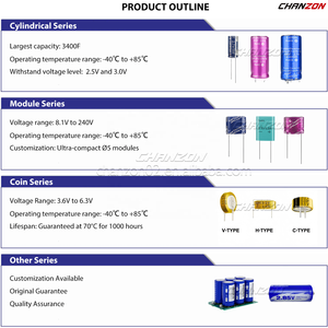 全范围2.7V 3V 3.8V 4.2V 5.5V 0.1F-3400F超级电容器EDLC超级电容器双层石墨烯法拉超级电容器 - Product Image 2