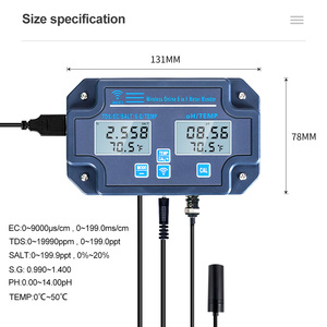 เครื่องทดสอบคุณภาพน้ำแบบ6 IN 1,เครื่องวัดค่า TDS EC PH ความเค็ม G.S เครื่องทดสอบ PH มิเตอร์ Tuya Wifi Online - Product Image 6