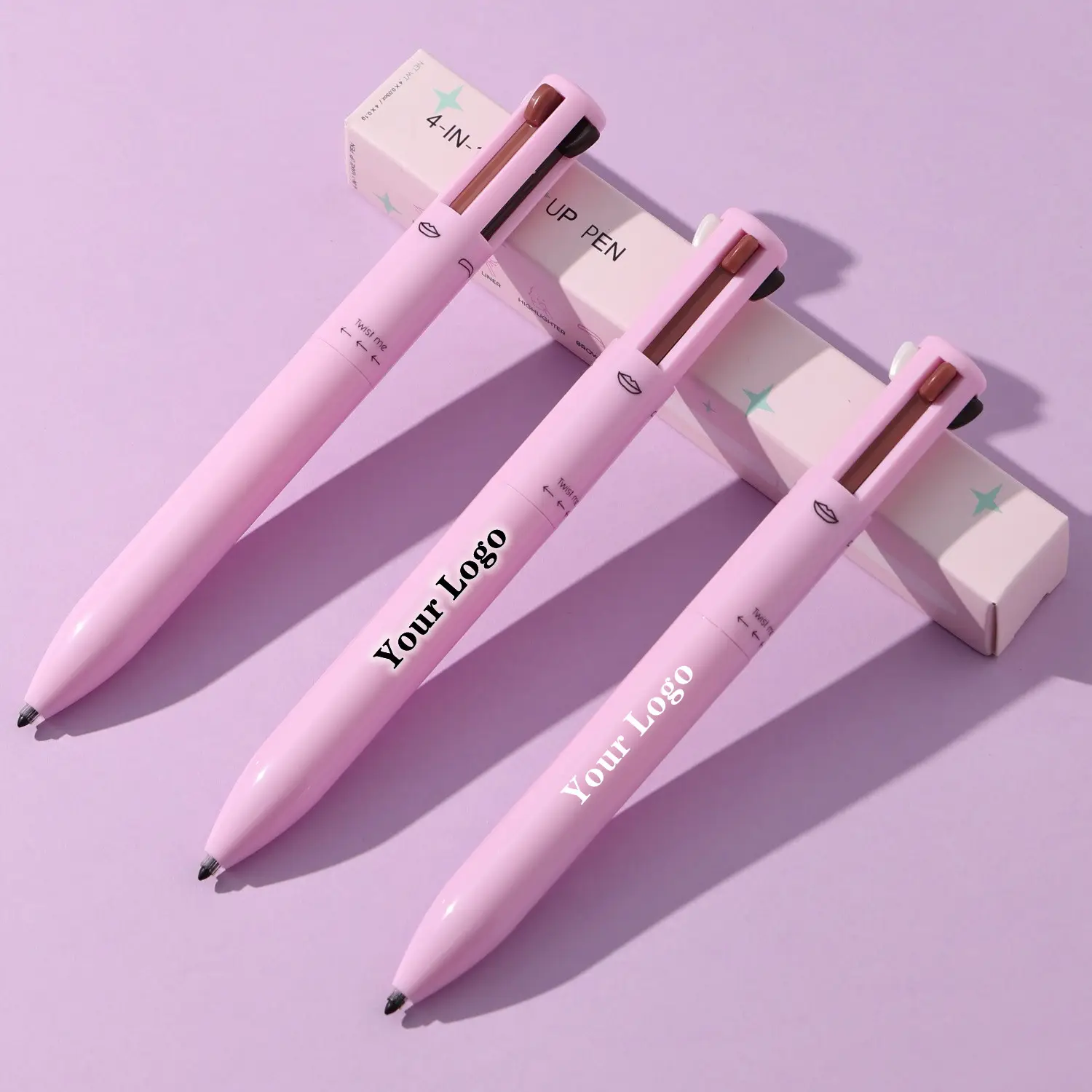 Pensil Eyeliner 4 In 1, Pena Riasan Alis Warna Mudah Tahan Air Menggambar Alis