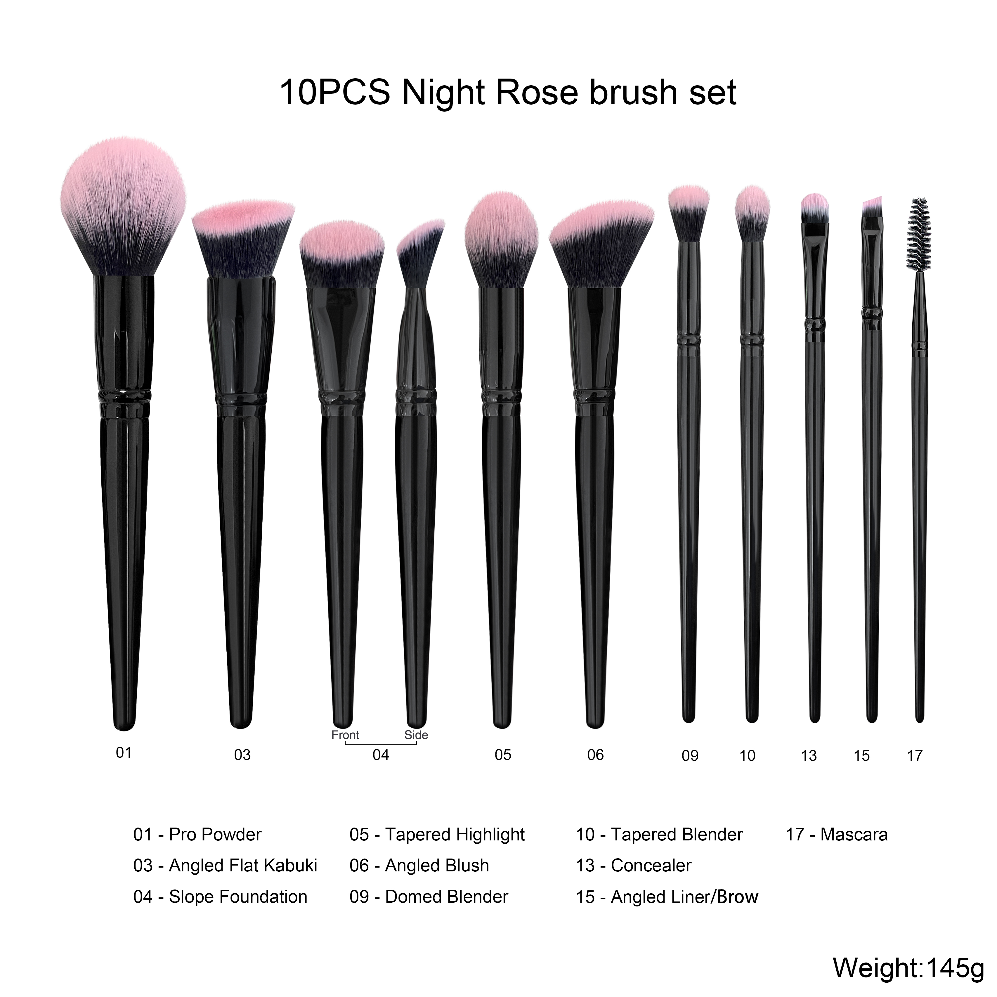 10pcs brosse ensemble -- emballage de sac en plastique