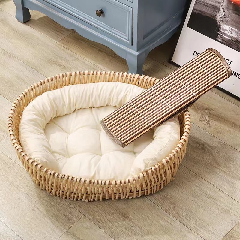 Nido ovalado de mimbre + cojín + mat