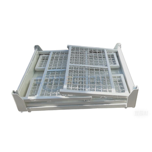 Malla de alambre plegable pesada Paleta de metal Almacén plegable Jaulas de almacenamiento bloqueables Contenedor de malla de alambre - Product Image 1