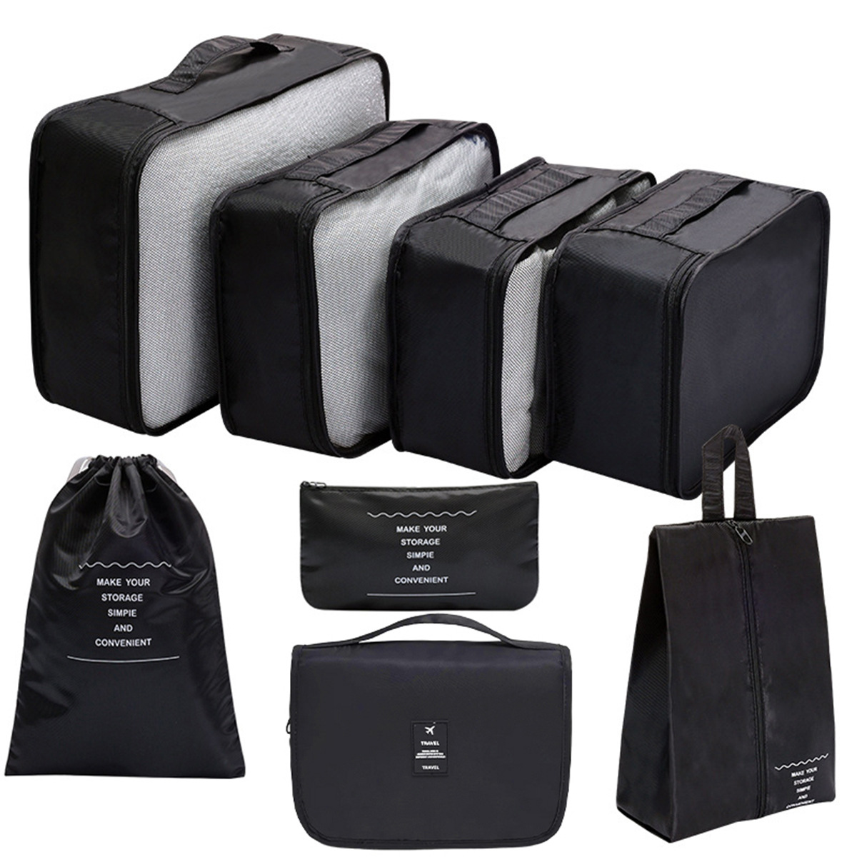 ชุดสีดำ 8 ชิ้น (รวมกระเป๋าใส่เครื่องอาบน้ำ)