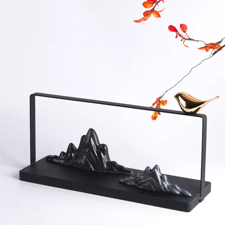 Decoración de estilo chino montaña negro minimalista resina arte montaña moderna sala de estar dormitorio decoración del hogar