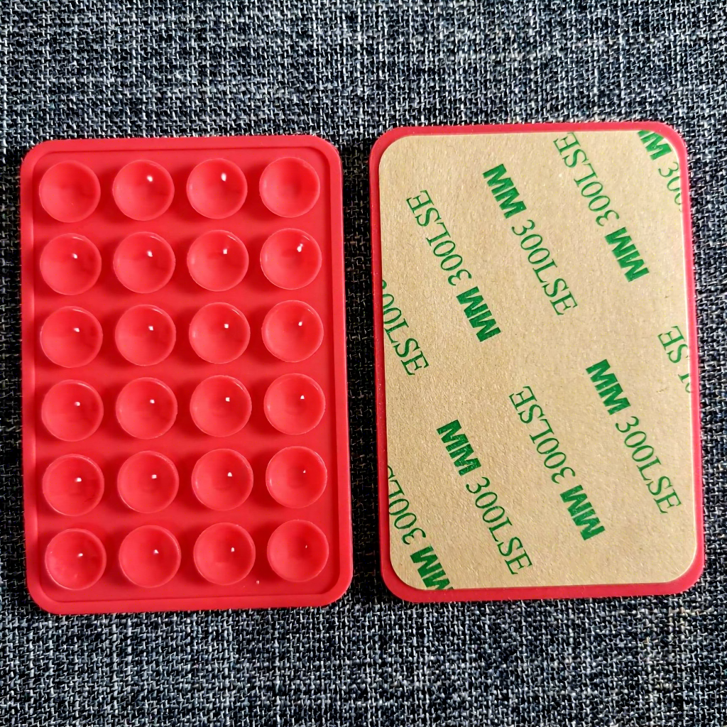 Red with adhesive-thickened 24-grain square suction cup