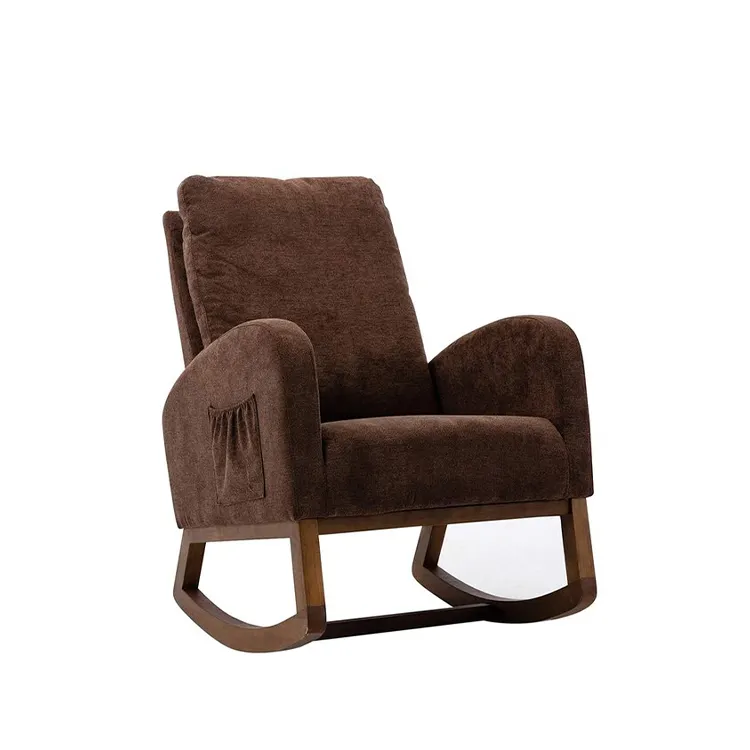 Красивое современное деревянное кресло-качалка классического дизайна, деревянное льняное мягкое кресло