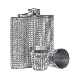 Xách Tay 6Oz Kim Cương Rhinestone Studded 304 Thép Không Gỉ Whiskey Rượu Rượu Cup Hip <span class=keywords><strong>Flask</strong></span> - Product Image 3