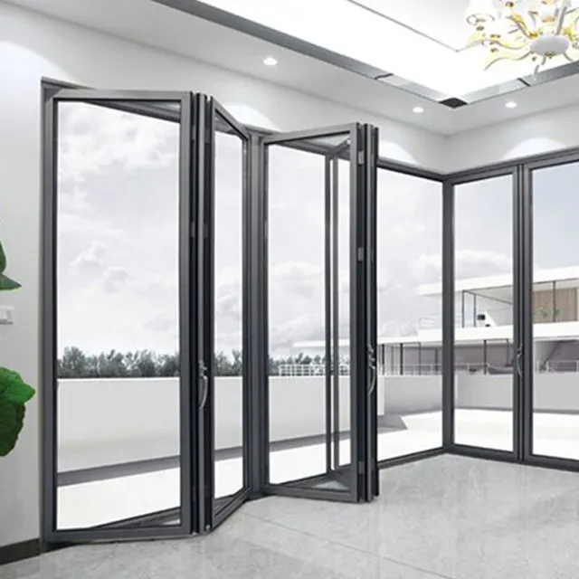 Высокое качество патио наружные алюминиевые раздвижные bi Складная стеклянная дверь для дома