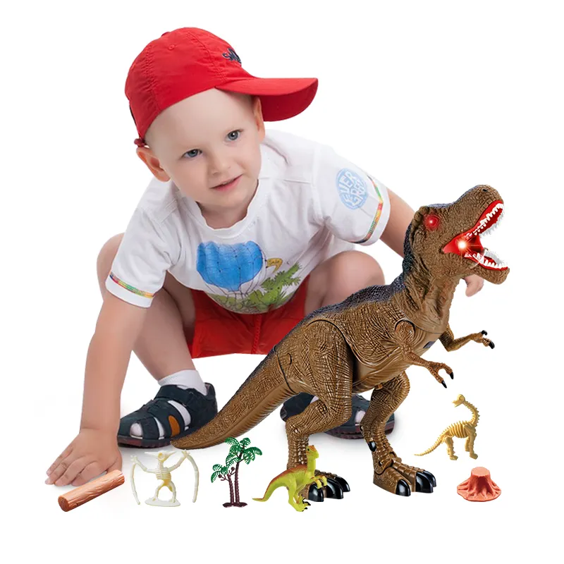 Giocattoli di dinosauro per bambini 3-5 con tappetino da gioco per attività e alberi, Set di dinosauri giurassici realistici per creare un mondo Dino include T-Rex